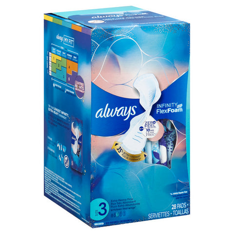 Always Discreet, Infinity Flexfoam Pads Size 3 Unscented, 28 Count (Case Of 3)