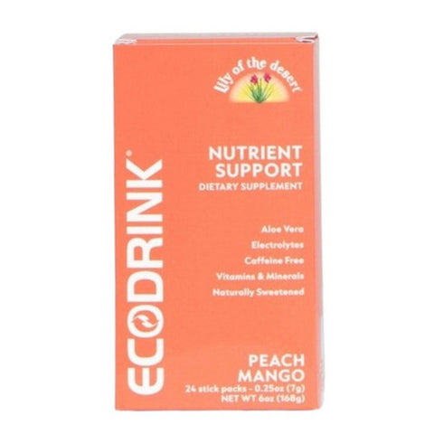 Lily Of The Desert, EcoDrink Nutrient Support Peach Mango, 24 Count