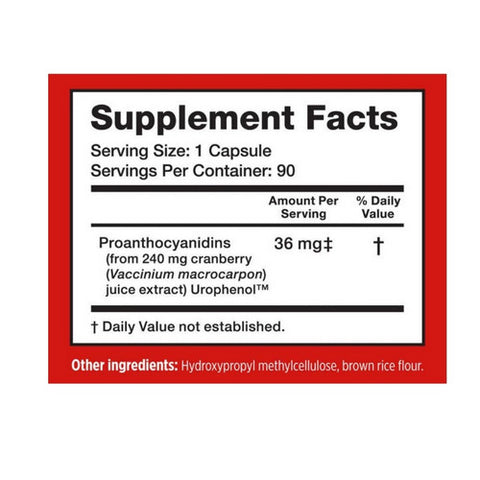 Utiva, Urinary Tract Health Dietary Supplement Cranberry PACs, 90 Capsules