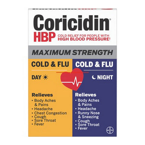 Coricidin Hbp, HBP Maximum Strength Cold And Flu With Day And Night Liquid Gels, 24 Count (Case Of 3)