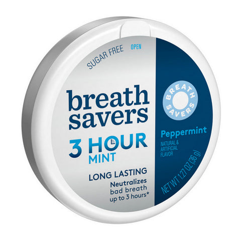 Breath Savers, 3 Hour Peppermint Sugar Free Mints, 1.27 Oz (Case Of 8)