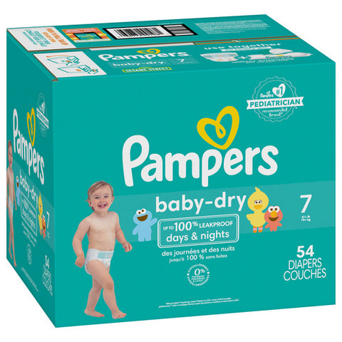 Pampers, Baby Dry Sesame Street Diapers Size 7, 54 Count (Case Of 1)