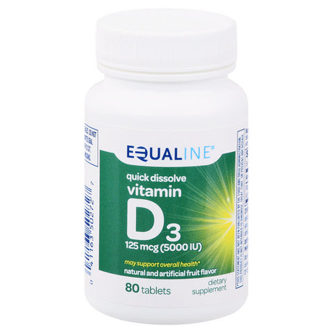 Equaline, Vitamin D3 Quick Dissolve, 5000 IU, 80 Count (Case Of 3)