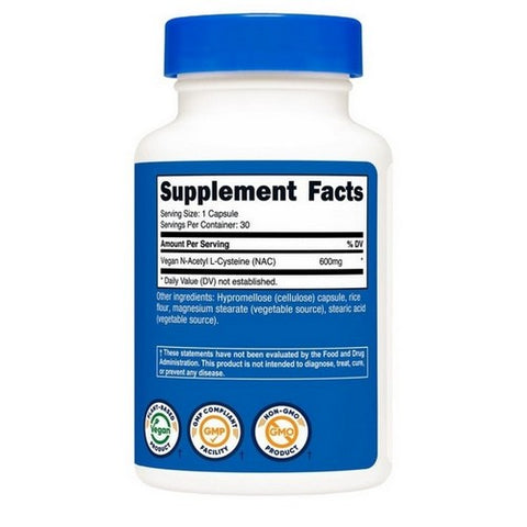 Nutricost, N-Acetyl L-Cysteine Capsules, 600 Mg, 30 Count