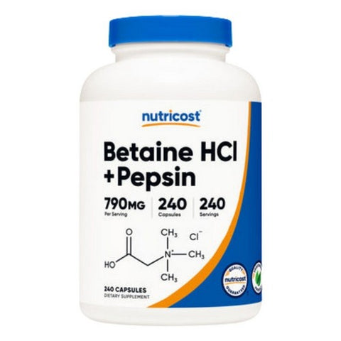 Nutricost, Betaine HCl + Pepsin Capsules, 790 Mg, 240 Count
