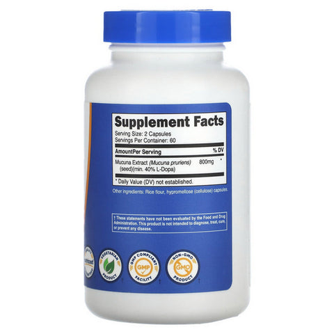 Nutricost, Mucuna Pruriens Capsules, 400 Mg, 120 Count
