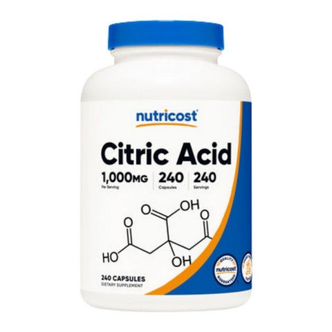 Nutricost, Citric Acid Capsules, 1000 Mg, 240 Count