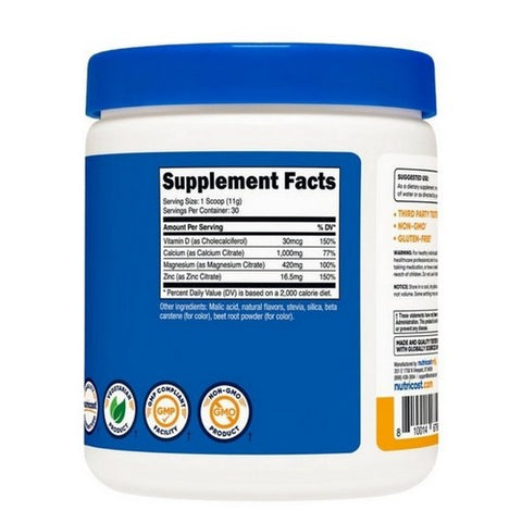 Nutricost, Calcium Magnesium Zinc D3 Powder Peach Mango, 30 Serving