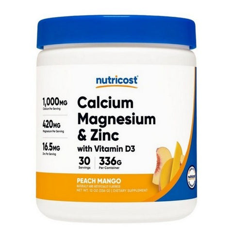 Nutricost, Calcium Magnesium Zinc D3 Powder Peach Mango, 30 Serving