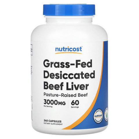 Nutricost, Grass-Fed Desiccated Beef Liver Capsules, 750 Mg, 240 Count