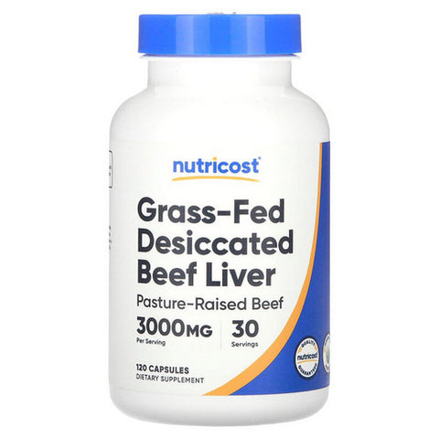 Nutricost, Grass-Fed Desiccated Beef Liver, 750 Mg, 120 Caps
