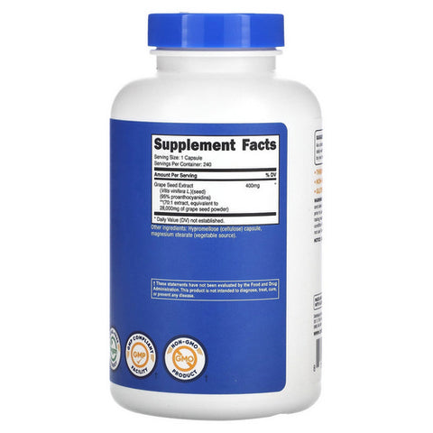 Nutricost, Grape Seed Capsules, 400 Mg, 240 Count