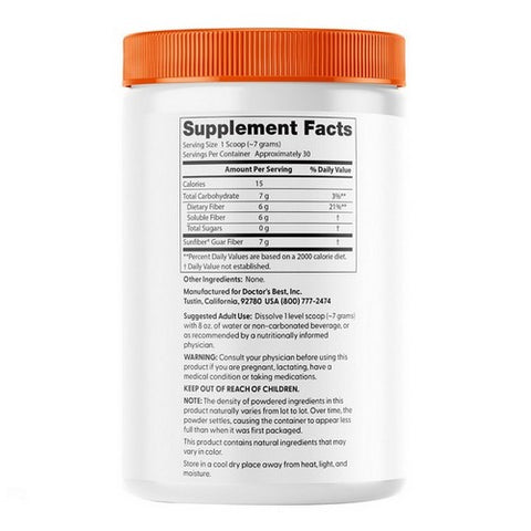 Doctors Best, Prebiotic Powder Sunfiber, 210 Grams