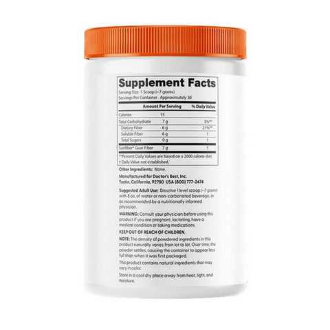 Doctors Best, Prebiotic Powder Sunfiber, 210 Grams