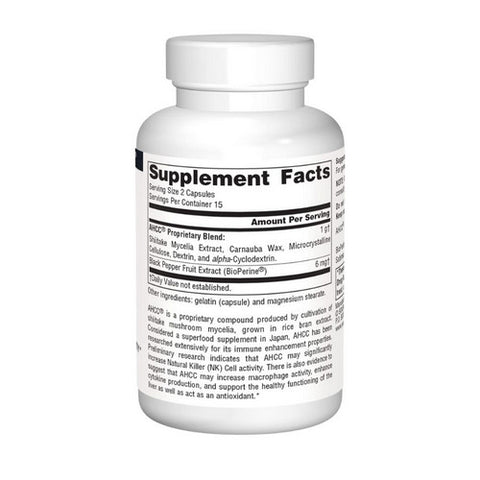Source Naturals, AHCC with BioPerine, with Bioperine 30 Caps