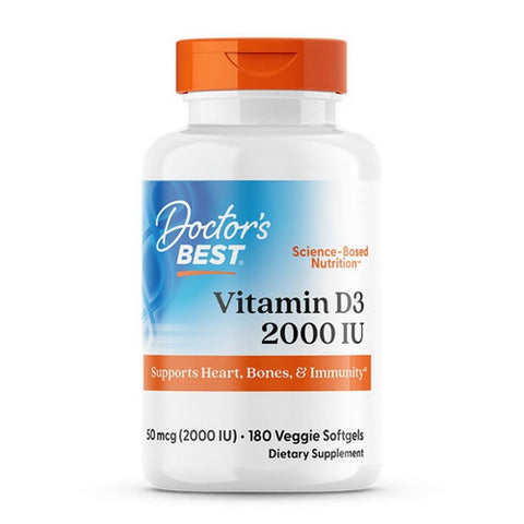 Doctors Best, Vitamin D3, 50 Mcg, 180 Veggie Softgels
