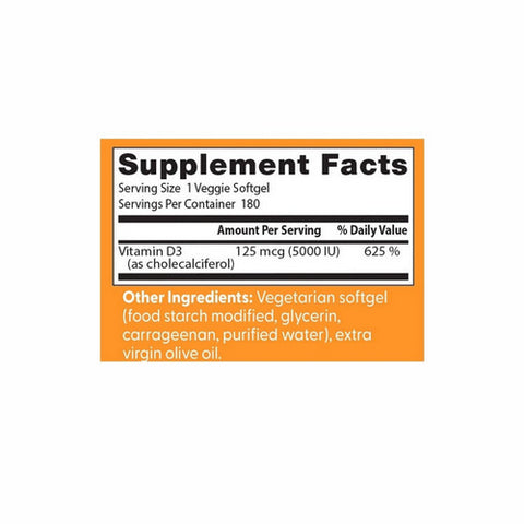 Doctors Best, Vitamin D3, 5000IU, 180 Veg Softgels