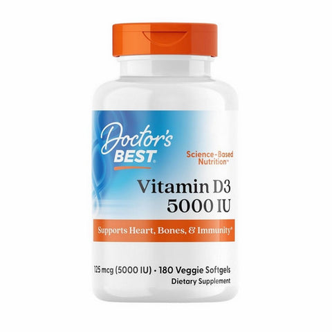 Doctors Best, Vitamin D3, 5000IU, 180 Veg Softgels