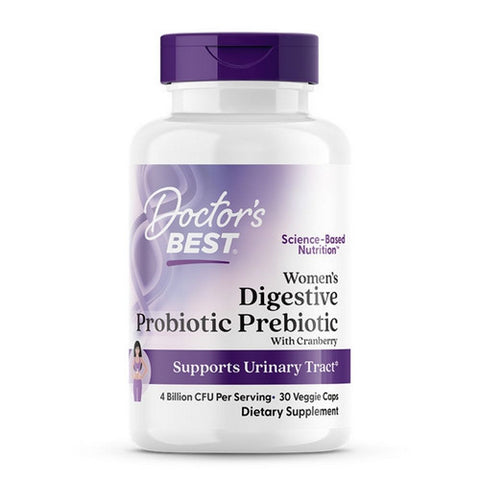 Doctors Best, Women's Digestive Probiotic Prebiotic with Cranberry, 30 Veg Caps