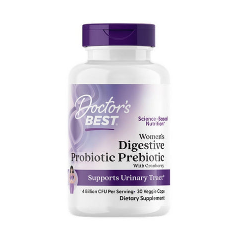 Doctors Best, Women's Digestive Probiotic Prebiotic with Cranberry, 30 Veg Caps