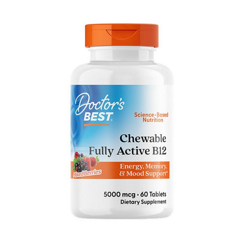 Doctors Best, Chewable Fully Active B12, 5000 mcg, 60 Tablets