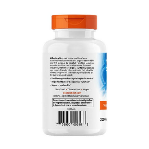 Doctors Best, Vegan Omega-3 EPA + DHA, 2000 Mg, 60 Veg Softgels