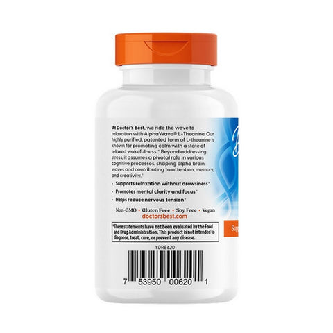 Doctors Best, L-Theanine with AlphaWave, 200 Mg, 60 VegCaps