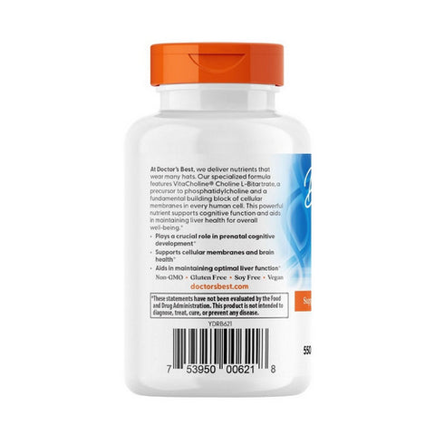 Doctors Best, Choline L-Bitartrate with VitaCholine, 550 Mg, 60 VegCaps