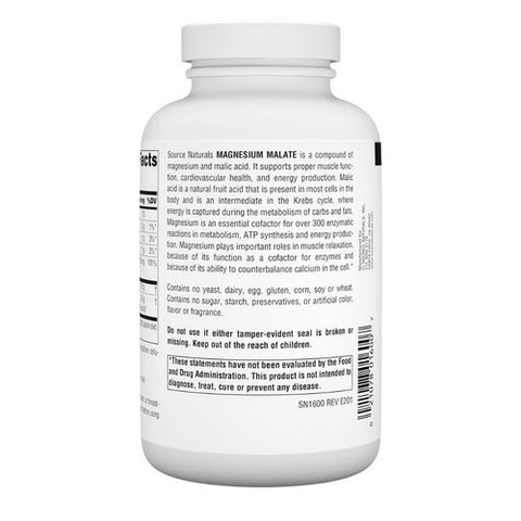 Source Naturals, Magnesium Malate, 200 Caps