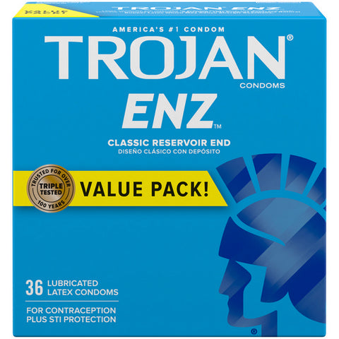 Trojan, Enz Lubricated Latex Condoms Value Pack, 36 Count (Case Of 4)