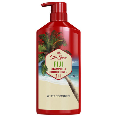 Old Spice, Fiji 2 In 1 Shampoo and Conditioner for Men, 21.9 Oz (Case Of 4)