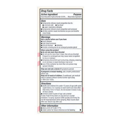 Foster And Thrive, Original Nasal Spray Oxymetazoline HCl, 1 Oz