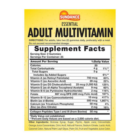 Sundance, Adult Multivitamin Gummies Natural Mixed Berry, 50 Count