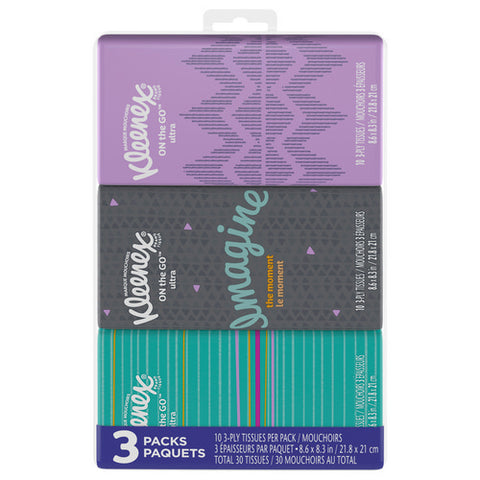 Kleenex, On The Go Facial Tissues Travel Size Packet 3-ply, 3 Pk