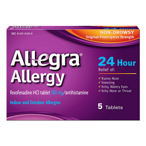 Allegra, Allegra Adult 24 Hour Non-Drowsy Allergy Relief, 5 Count (Case Of 4)