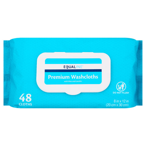 Premium Washcloths 8x12 Inch With Aloe And Lanolin 48 Count (Case Of 4) by Equaline