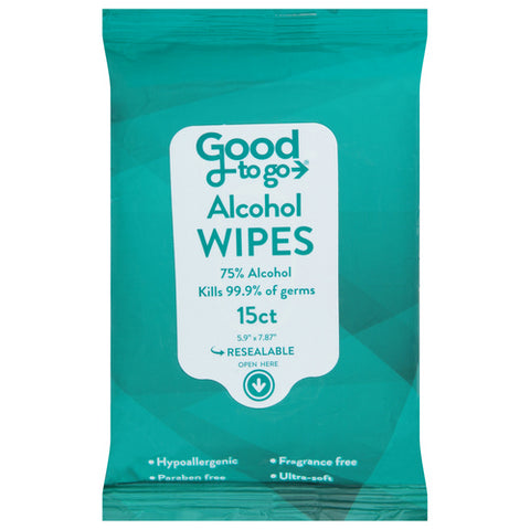 Alcohol Wipes 15 Count (Case Of 12) by Good To Go