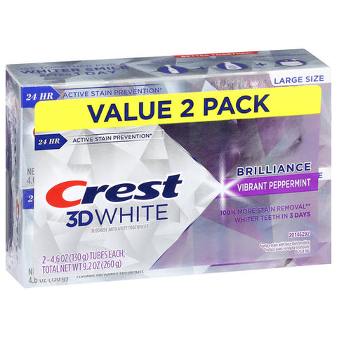 3d White Brilliance Anticavity Toothpaste Vibrant Peppermint 9.2Oz (Case Of 6) by Crest