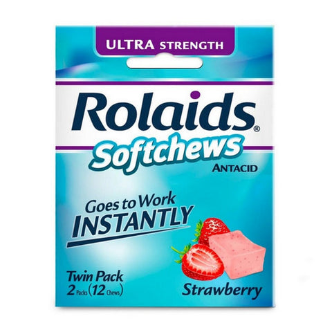 Softchews Ultra Strength Strawberry Antacid Twin Pack 12 Count (Case Of 6) by Rolaids