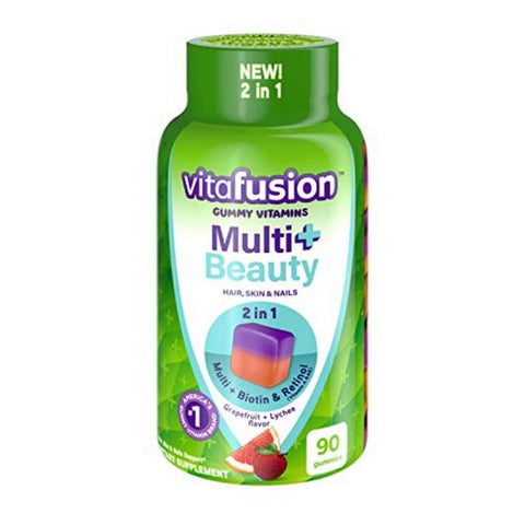 Multivitamin Plus Beauty 2 In 1 Gummies Grapefruit + Lychee Flavor 90 Count (Case Of 3) by Vitafusion