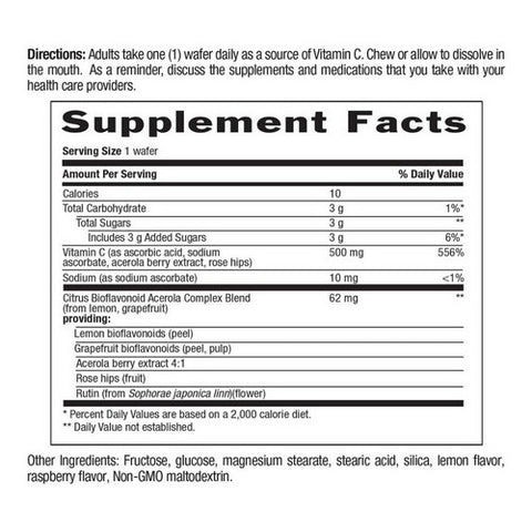 Country Life, Acerola C with Bioflavonoid & Rutin NF, 500 MG, 90 Wafers