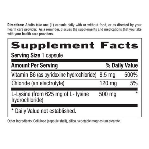 Country Life, L-Lysine with B-6, 500 MG, 100 Caps