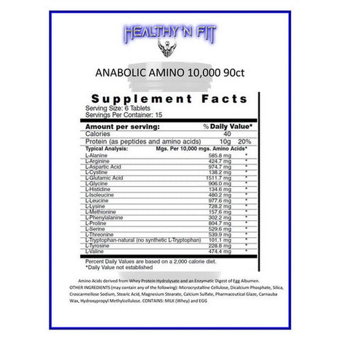 Healthy 'n Fit, Anabolic Amino 10000, 90 Tabs
