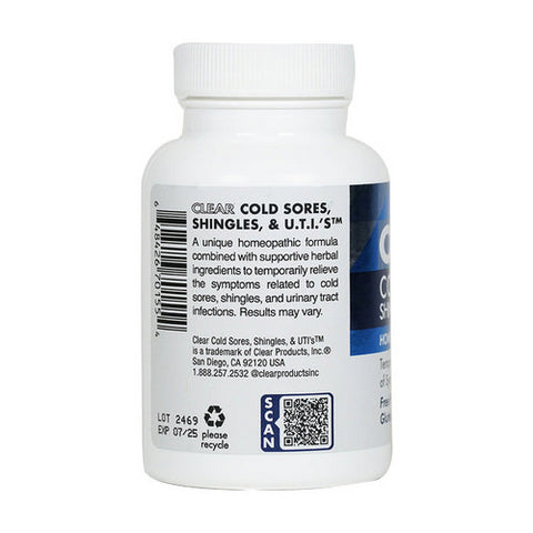 Clear Products, Clear Cold Sores, Shingles and UTI's, 60 Caps