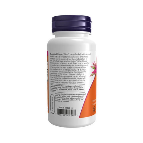 Now Foods, B-6, 100 mg, 100 Caps