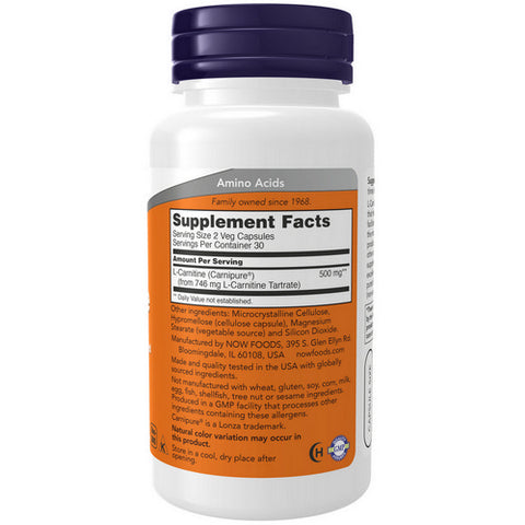 Now Foods, L-Carnitine, 250 mg, 60 Caps