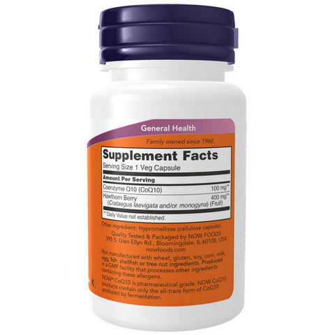 Now Foods, CoQ10 with Hawthorn Berry Vegetarian, 100 mg, 30 Vcaps