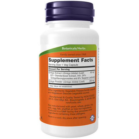Now Foods, Ginkgo Biloba, 60 mg, 120 Caps