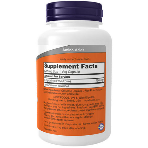 Now Foods, L-Tyrosine, 750 mg, 90 Veg Caps