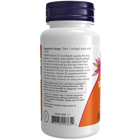 Now Foods, Vitamin D-3, 1000 IU, 180 Sofgels